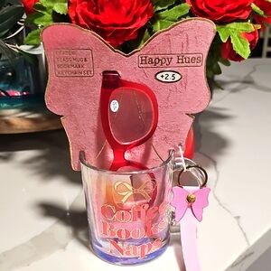 Happy Hues Red Reading Glasses Set With Coffy Cup